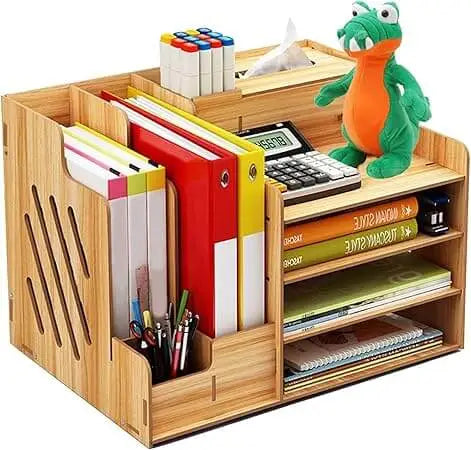 Wooden office desk organizer